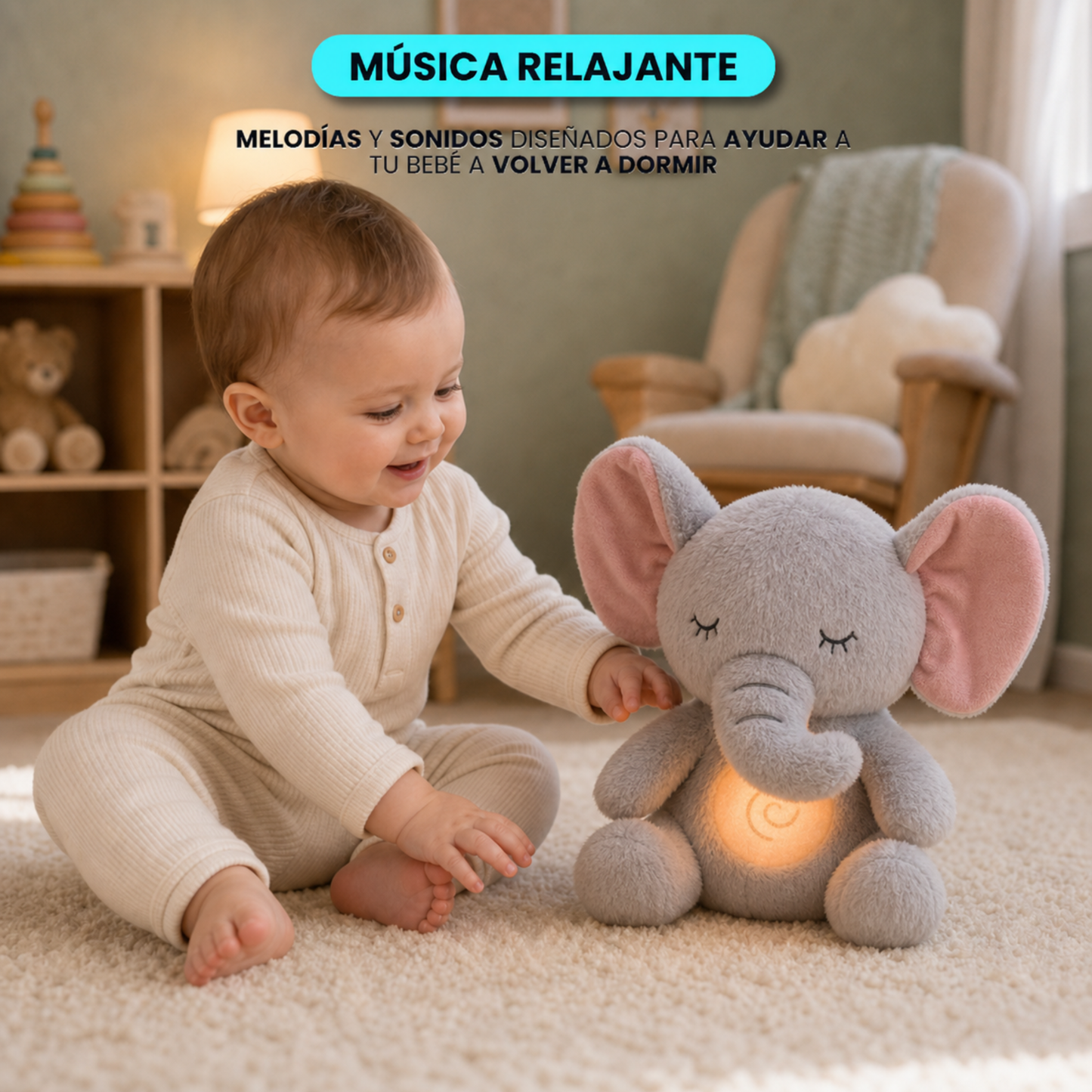 Muñecos Animales de Peluche Sensorial Terapéutico con Luces y Respiración