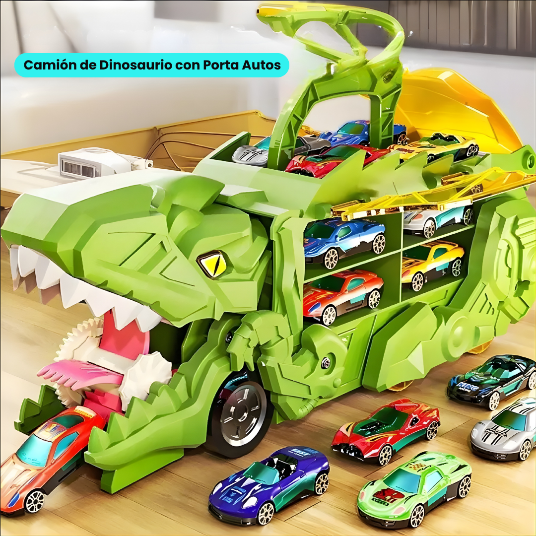 Camión Dinosaurio Porta Autitos con Rampa