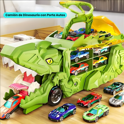 Camión Dinosaurio Porta Autitos con Rampa
