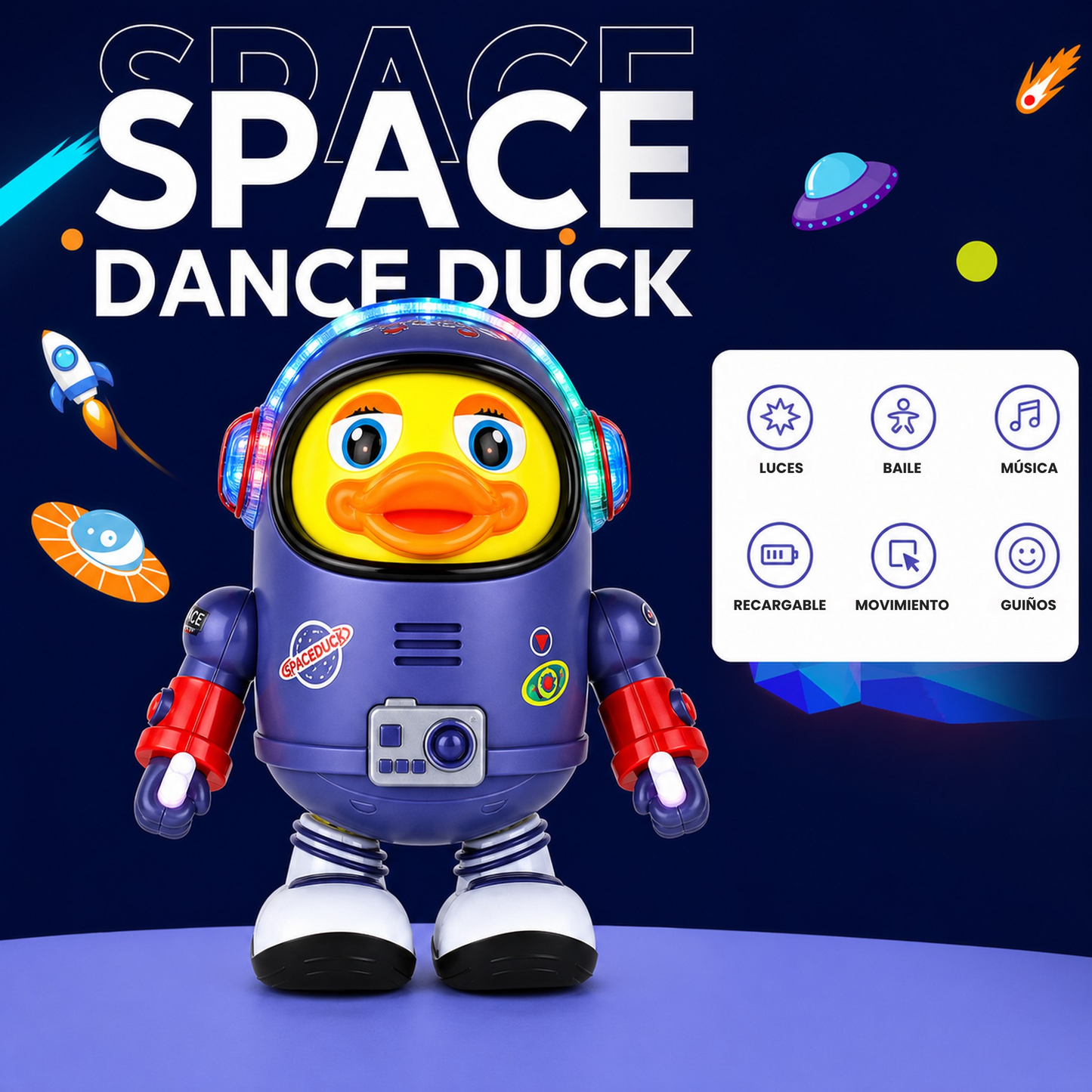 Juguete Interactivo Musical Pato Astronauta Bailarín