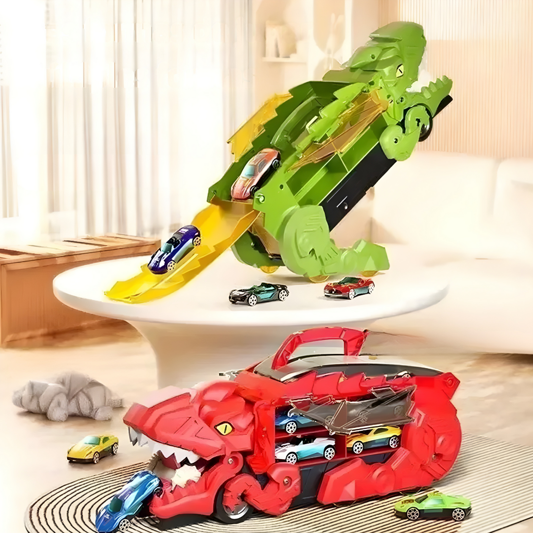 Camión Dinosaurio Porta Autitos con Rampa