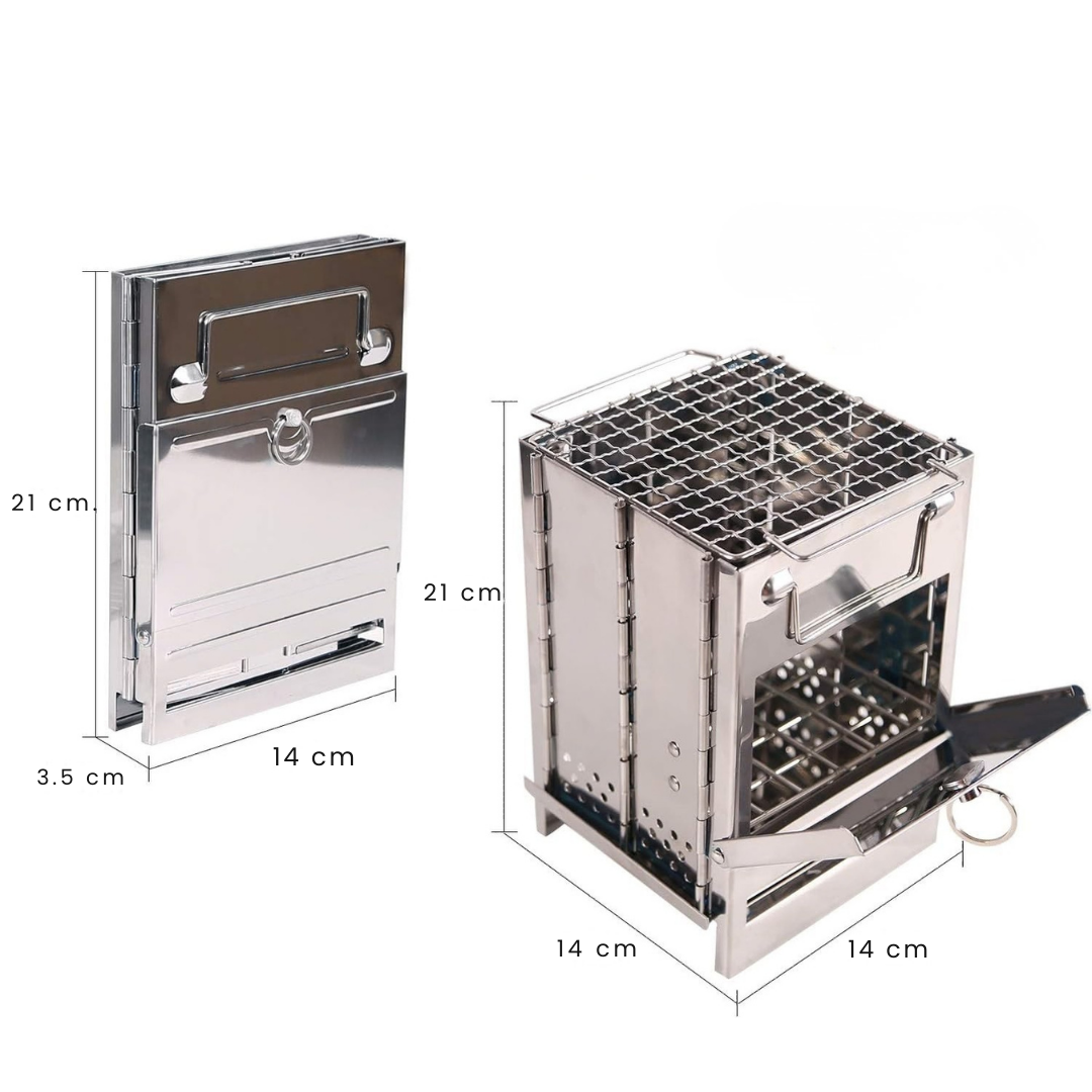 Estufa de Campamento Parrilla Plegable Acero Inoxidable
