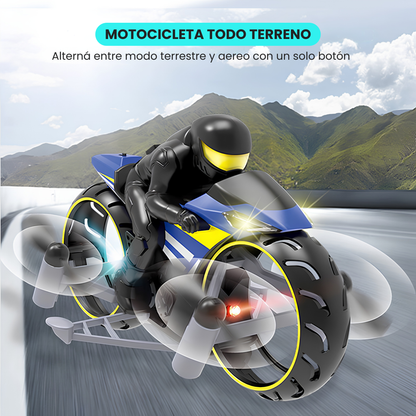 Motocicleta Dron 2 en 1 Aerea y Terrestre a Control Remoto