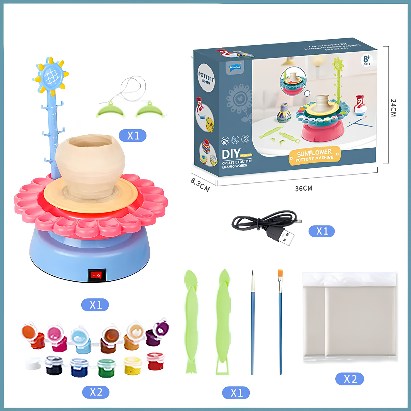 Máquina de Cerámica Giratoria Infantil con Colores Manualidades