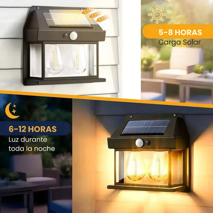 Farol Solar Exterior de Doble Lámpara