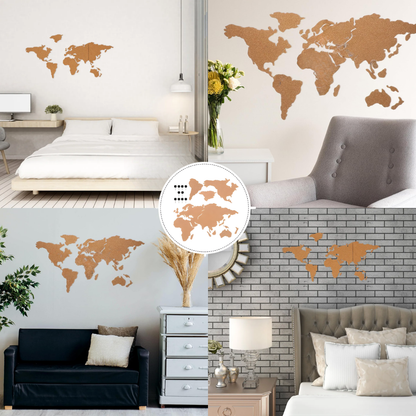 Mapamundi Viajero De Corcho Decoración Destinos Con Pins