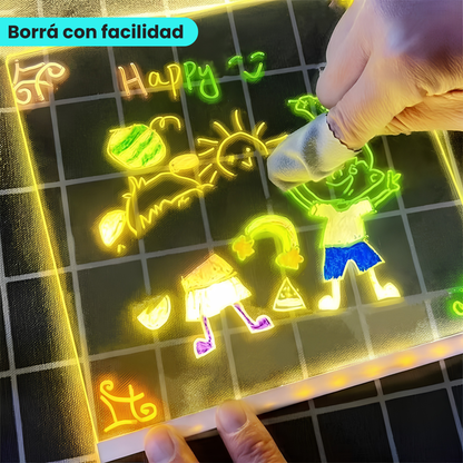 Pizarra Mágica de Dibujo Led Transparente con Colores USB