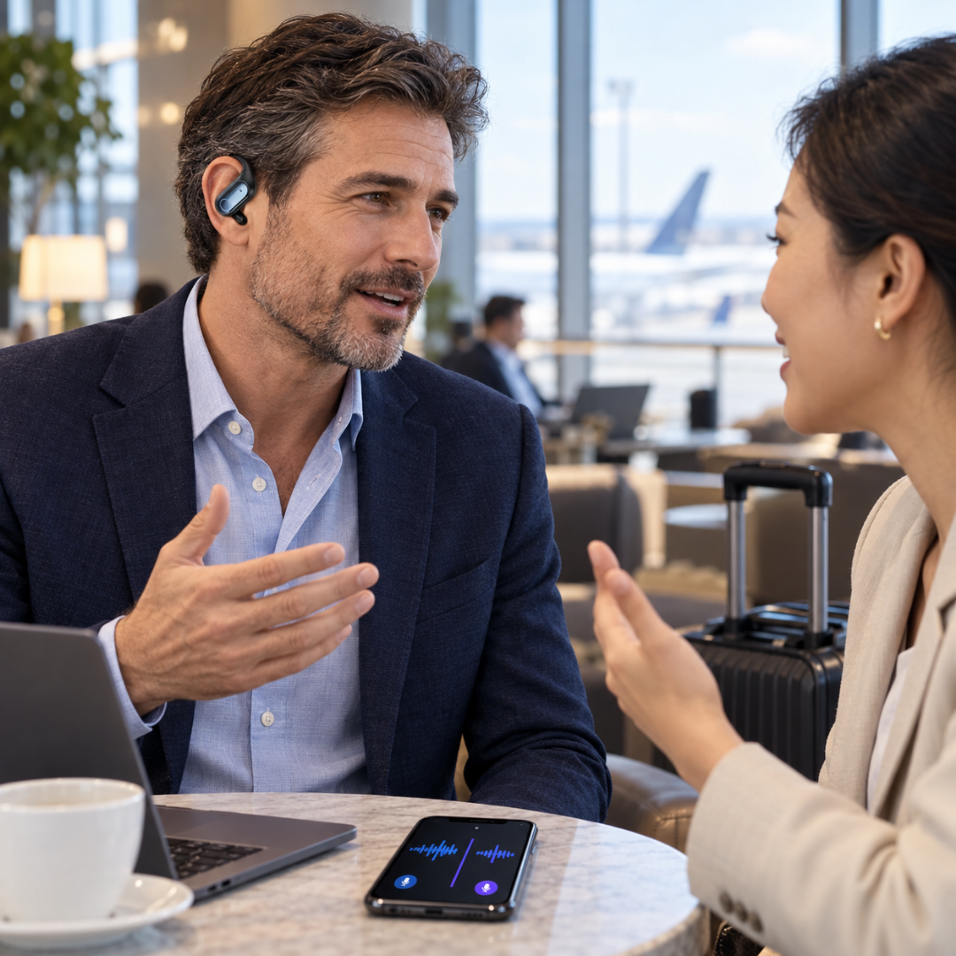 Auriculares Traductores Inalámbircos IA 144 Idiomas + Asistente De Reuniones