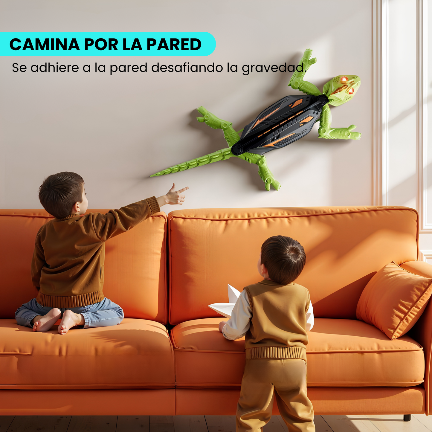 Lagartija Trepa Paredes A Control Remoto Con Luz Rc Verde