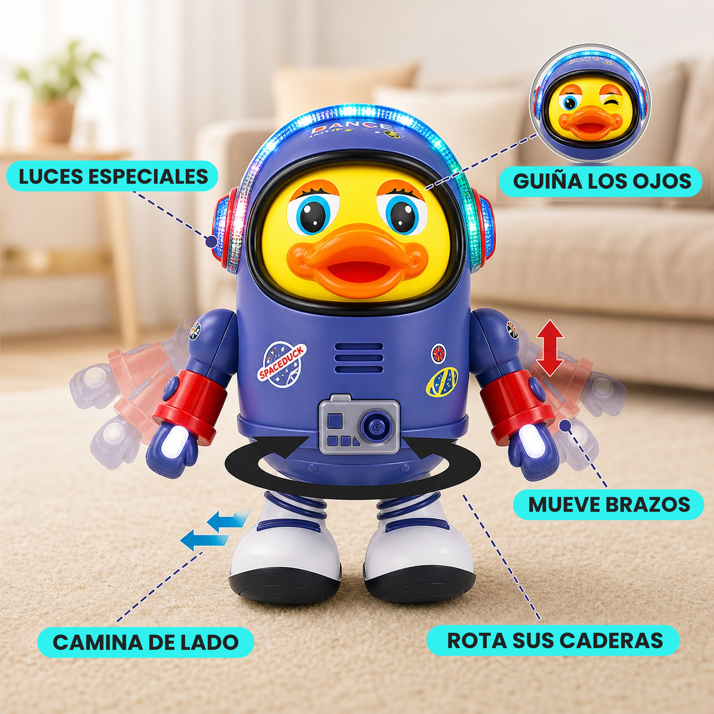Juguete Interactivo Musical Pato Astronauta Bailarín