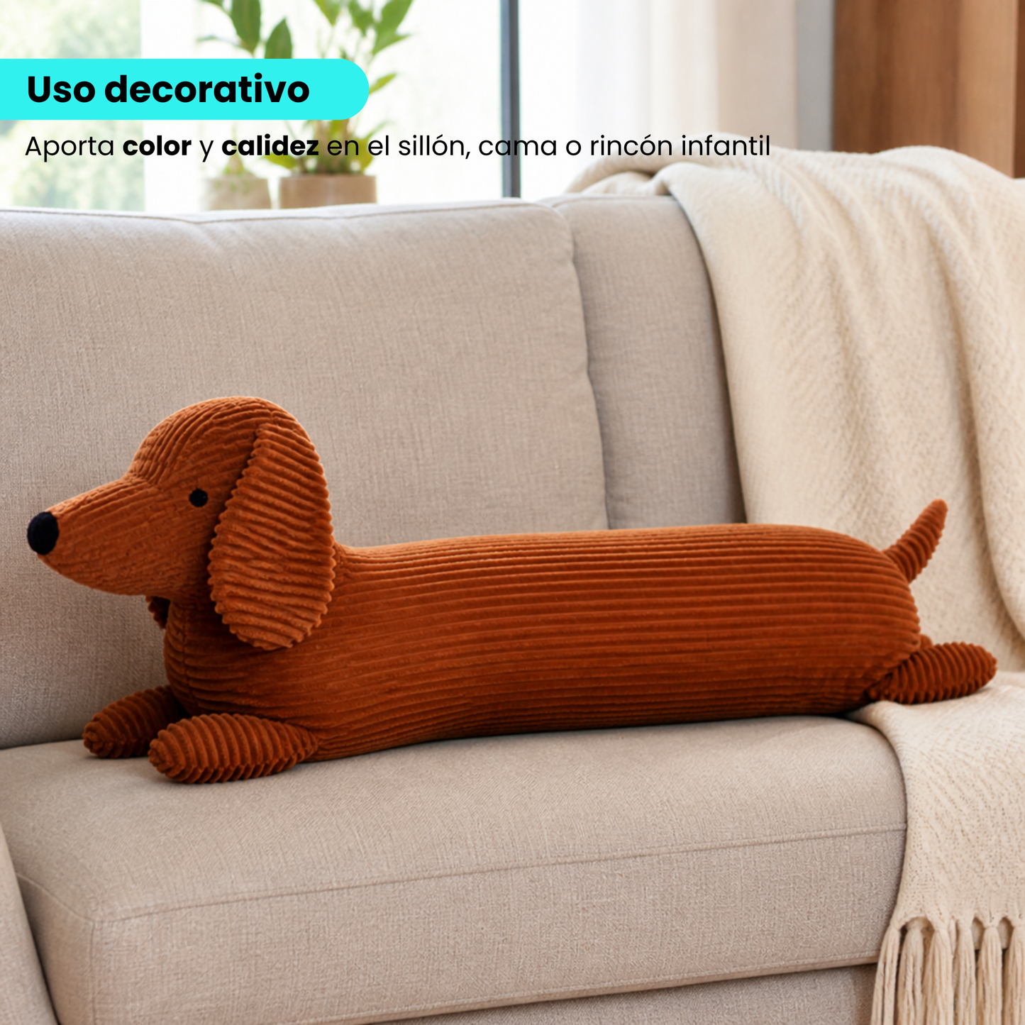 Peluche Almohada Perro Salchicha Decorativa 70cms