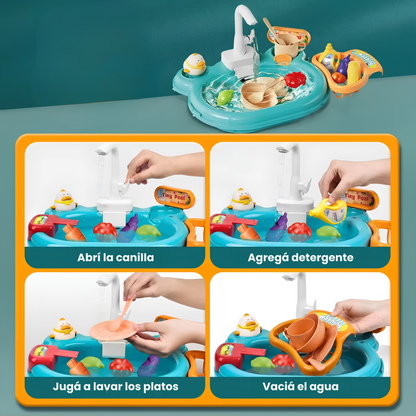 Juego de Pesca y Bacha 2 en 1 con Canilla a Pilas