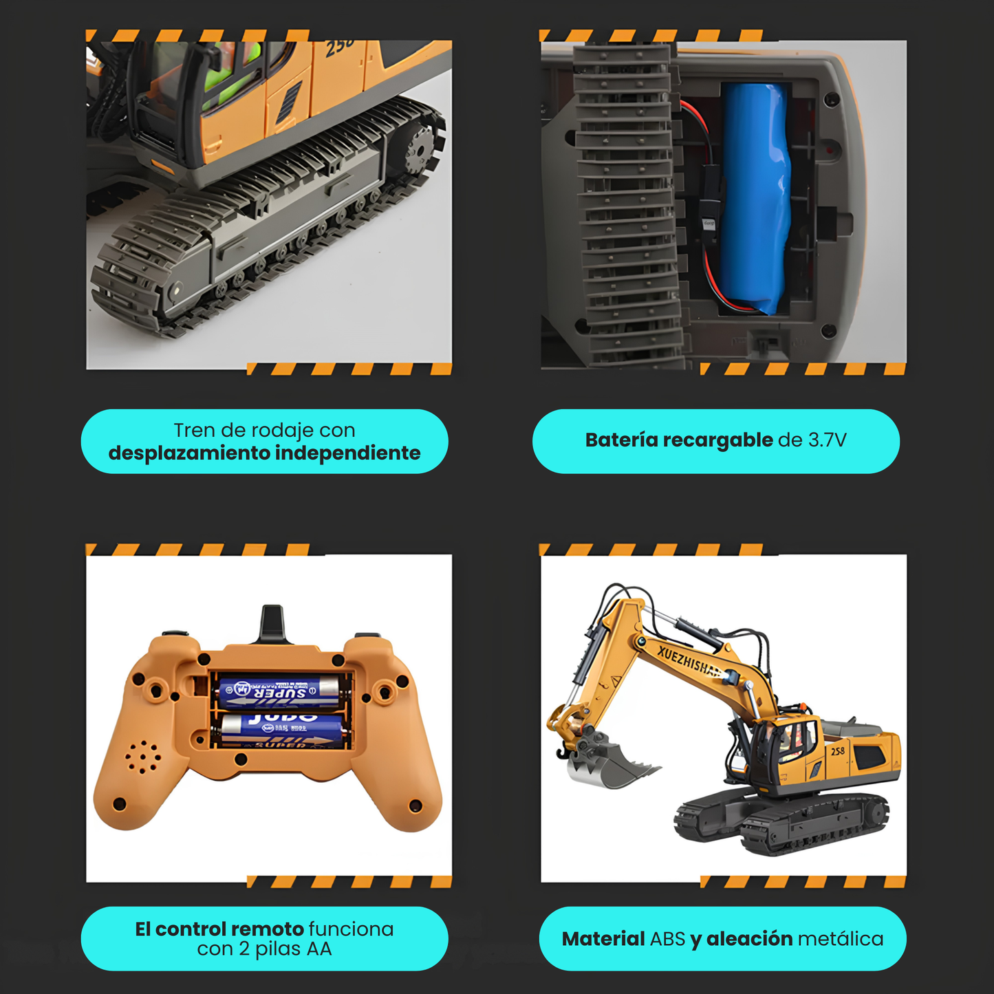 Excavadora Realista con Movimiento y Giro de Pala a Control Remoto