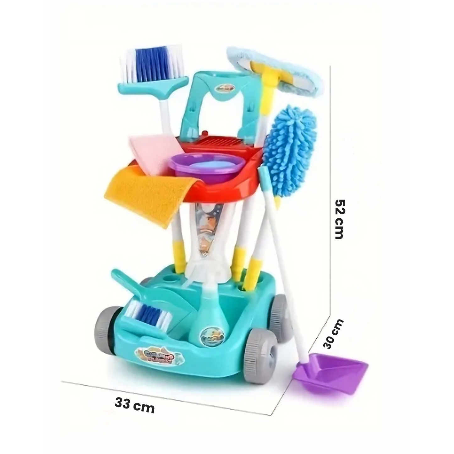 Carrito Limpieza Infantil Didáctico con Escoba y Trapeador