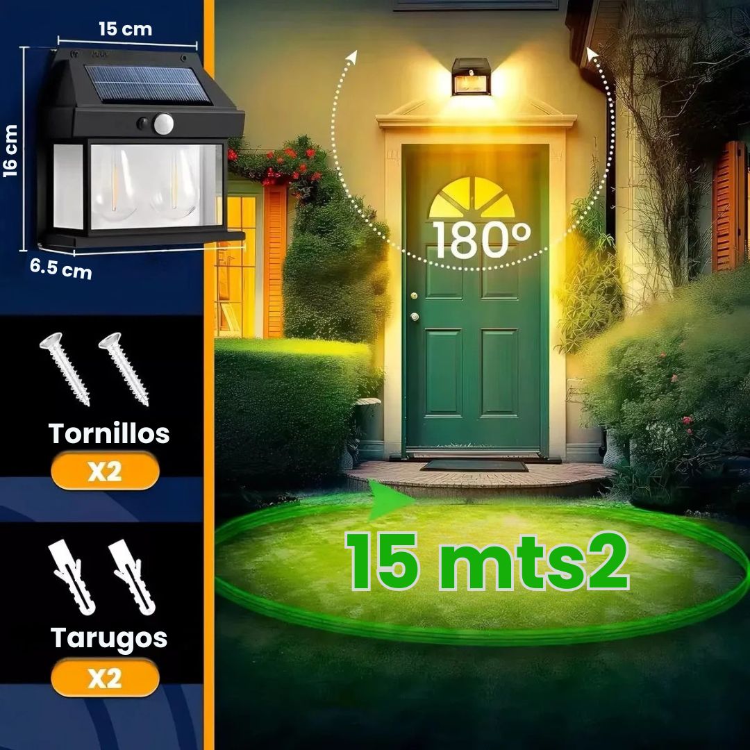 Farol Solar Exterior de Doble Lámpara