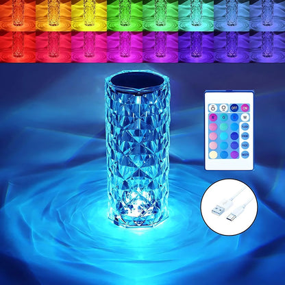Lampara Diamante Primsa Rgb Bateria Táctil Control Velador Color De La Estructura Acrilico