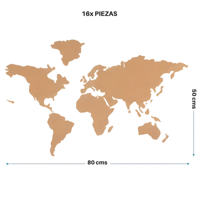 Mapamundi Viajero De Corcho Decoración Destinos Con Pins