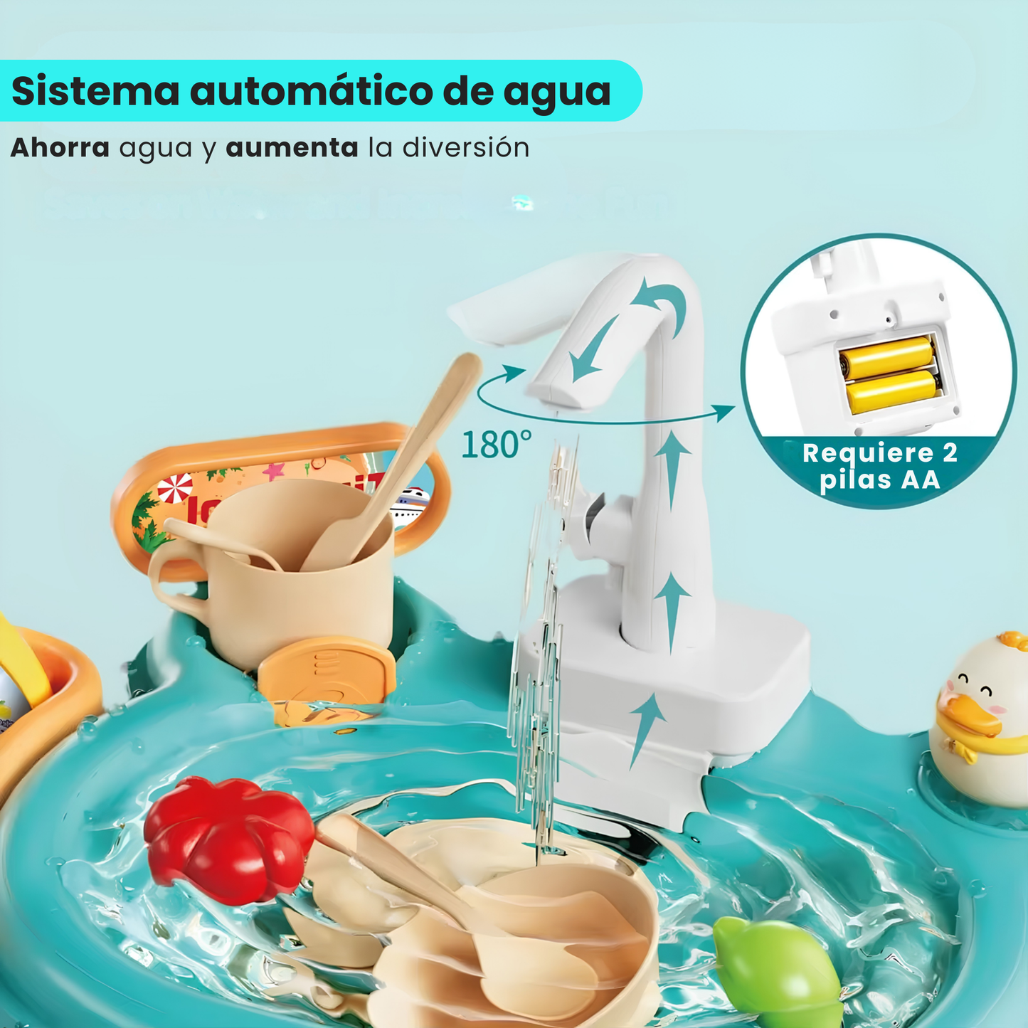Juego de Pesca y Bacha 2 en 1 con Canilla a Pilas