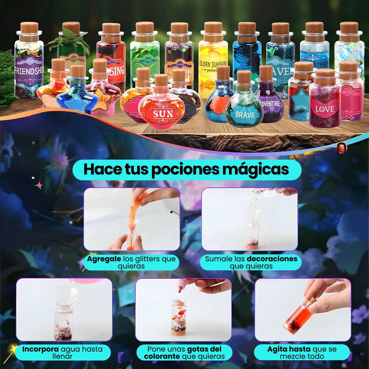 Kit de Pociones 22 Pociones Experimentos Científicos Educativos