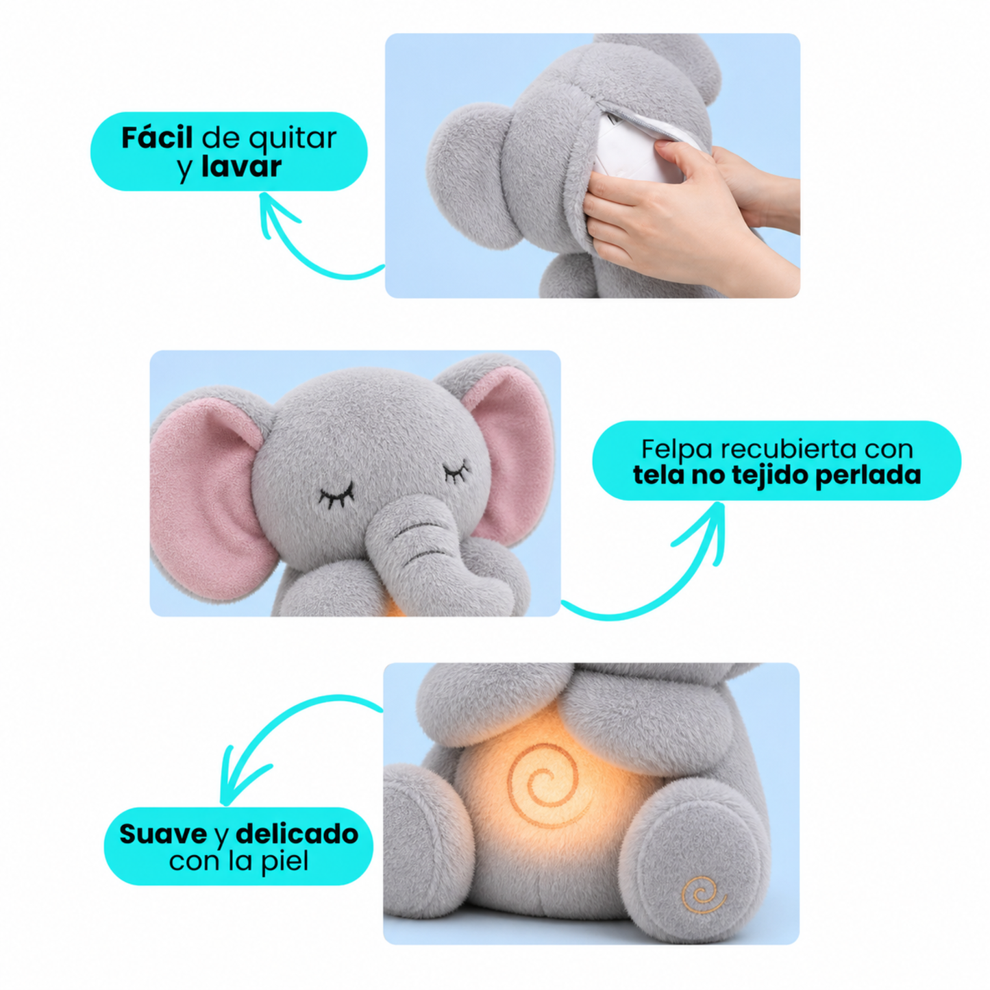 Muñecos Animales de Peluche Sensorial Terapéutico con Luces y Respiración