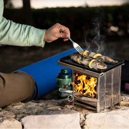 Estufa de Campamento Parrilla Plegable Acero Inoxidable