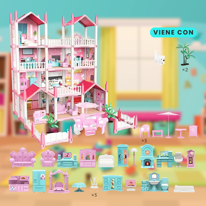 Casa de Muñecas Gigante 14 Habitaciones + 38 Accesorios
