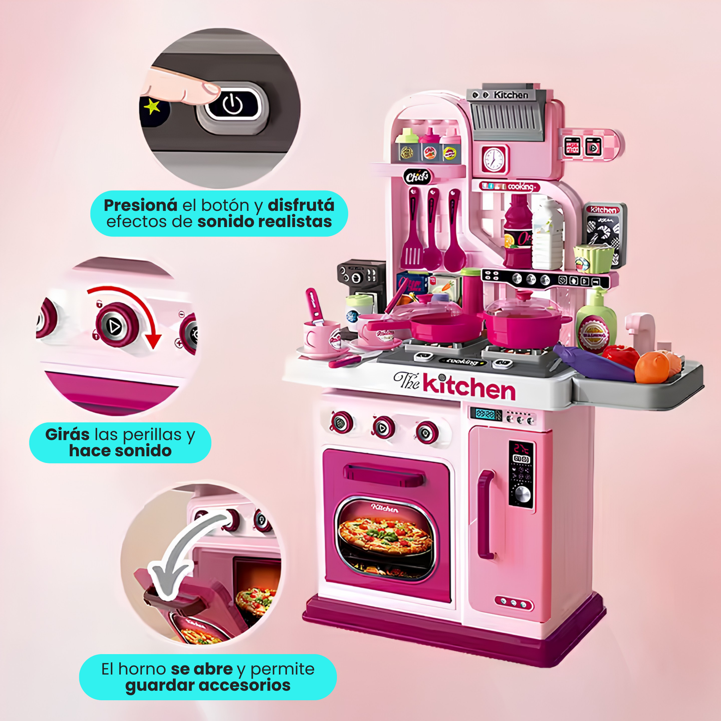 Cocina Interactiva Con Horno Y Vajilla Para Niños 53 Piezas
