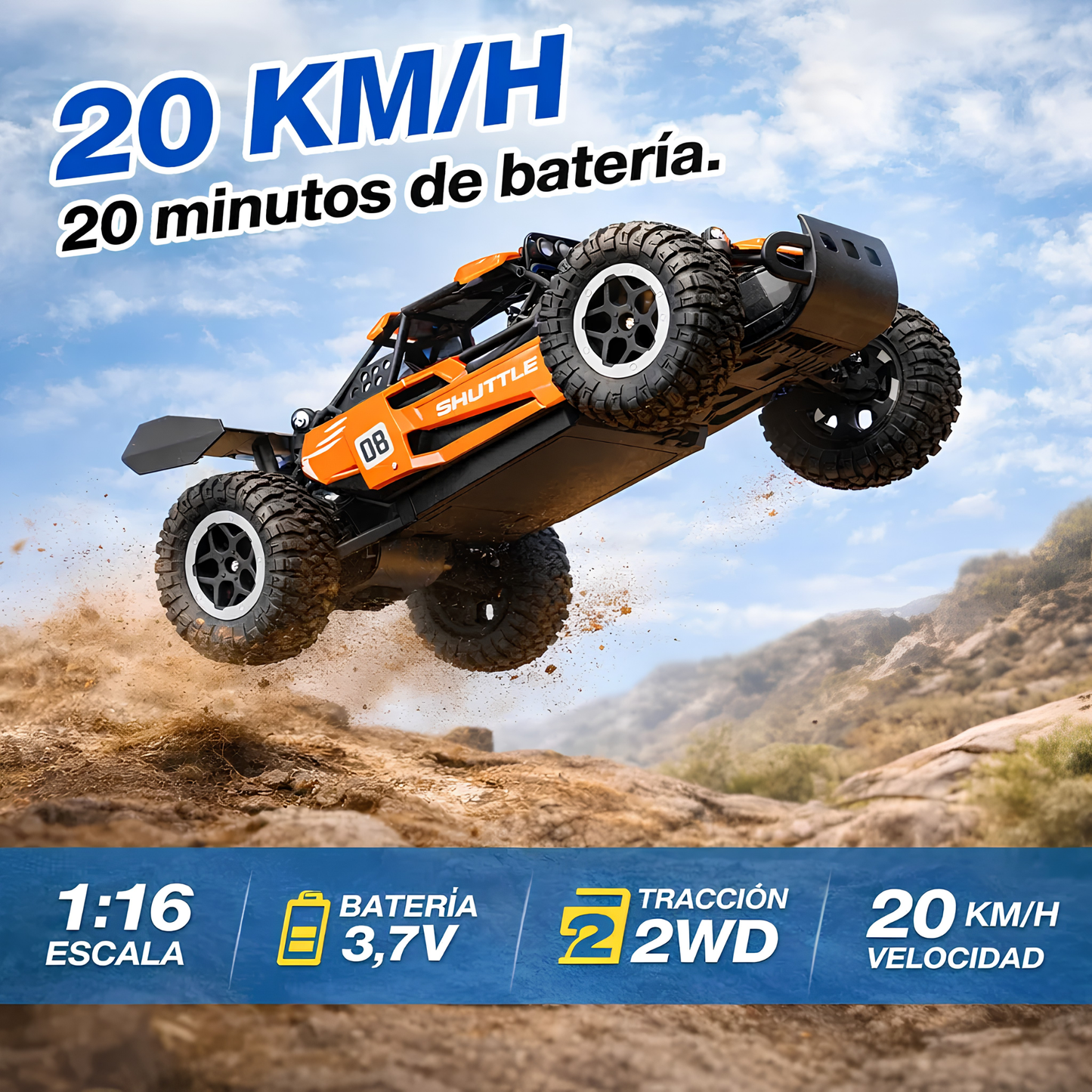 Auto Todo Terreno Drift 4x4 a Control Remoto 20 km/h