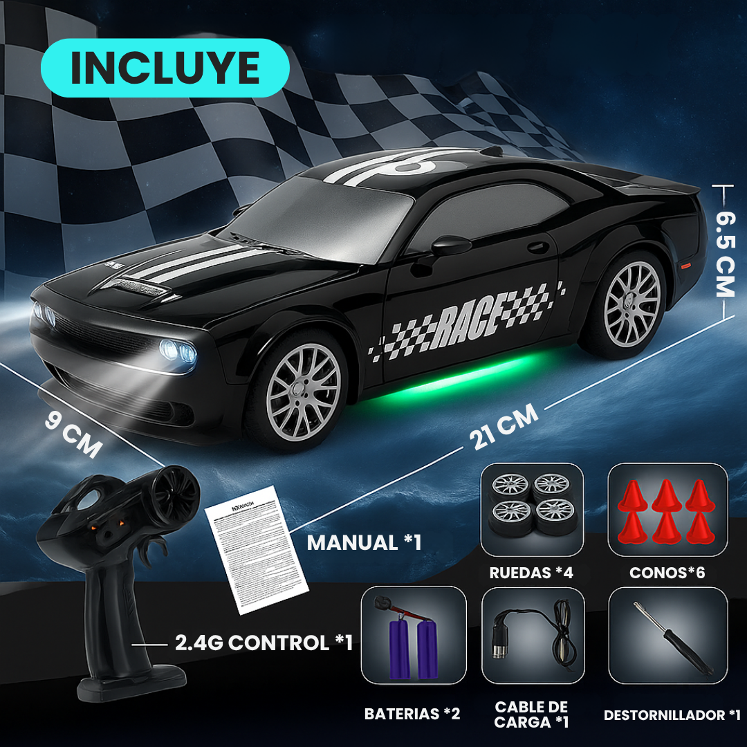 Auto de Drift Control Remoto Escala 1:20 Ruedas de Cambio