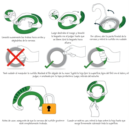 Cuchillo circular giratorio de acero inoxidable