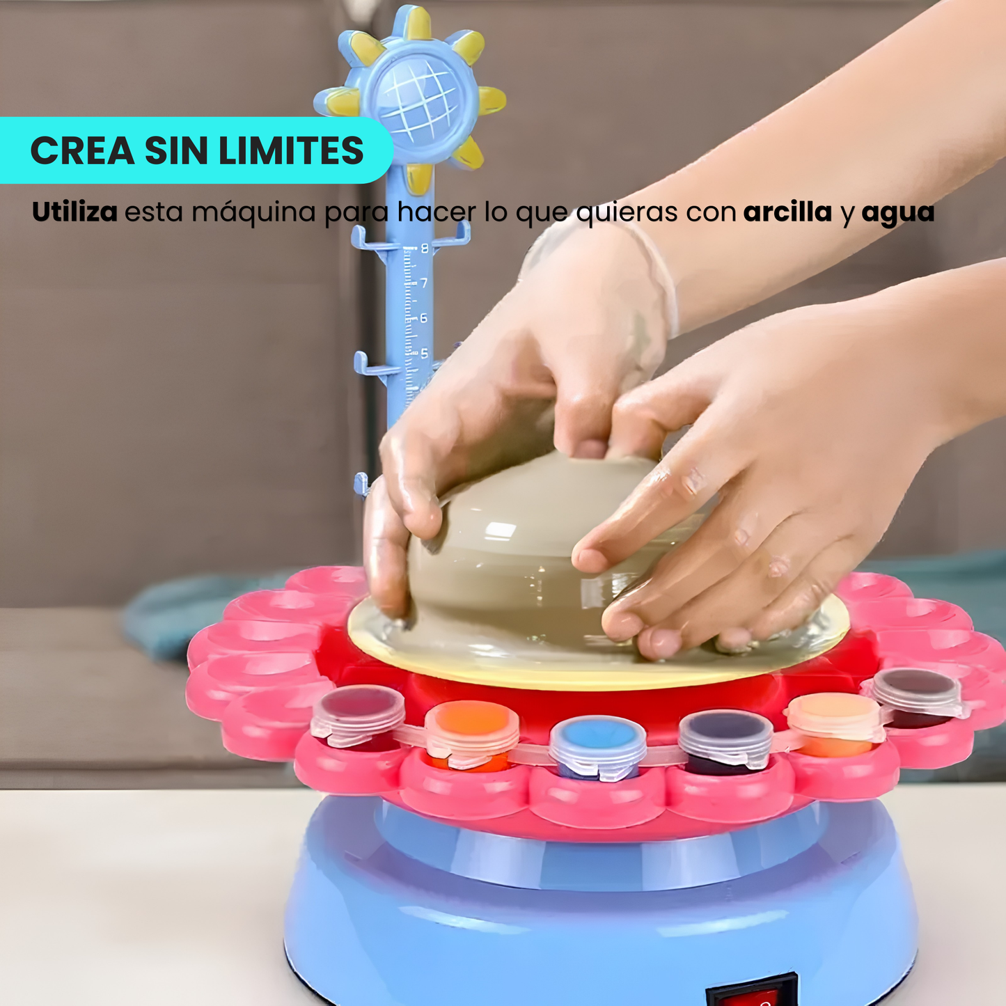Máquina de Cerámica Giratoria Infantil con Colores Manualidades