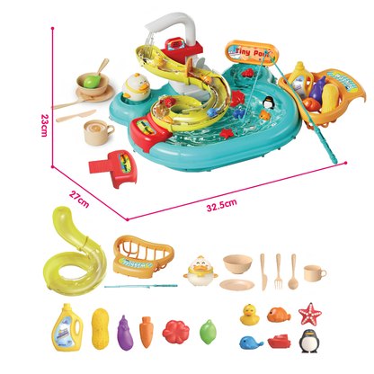 Juego de Pesca y Bacha 2 en 1 con Canilla a Pilas