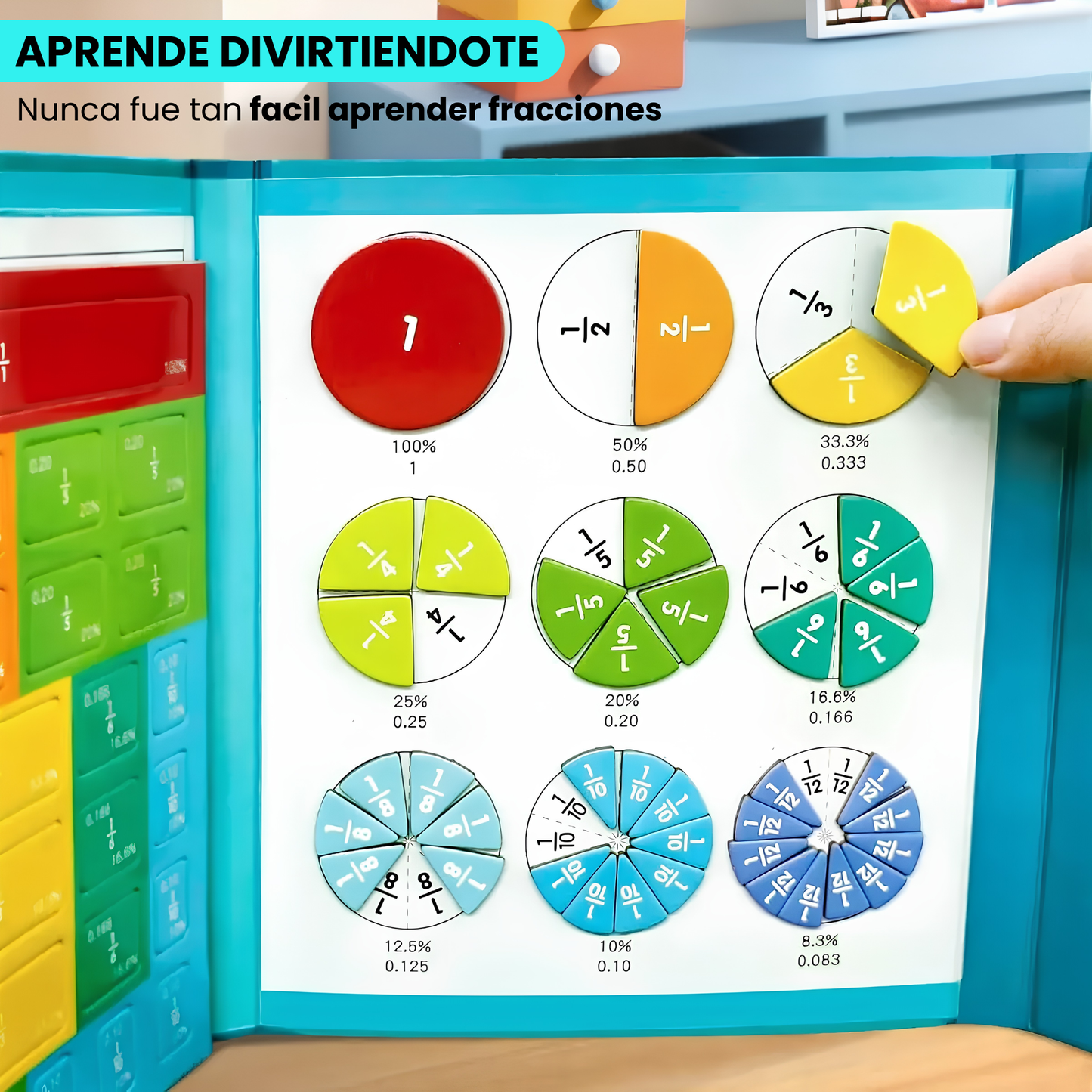 Libro Interactivo de Fracciónes Magnéticas Rompecabezas Educativo