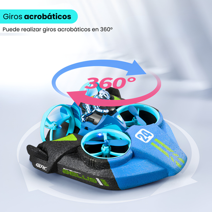 Dron Quadcopter 3 en 1 Agua, Aire y Tierra a Control Remoto
