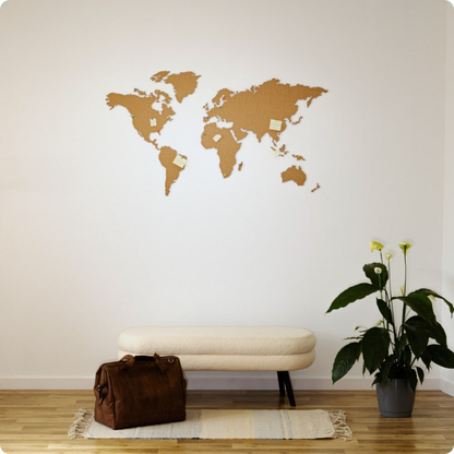 Mapamundi Viajero De Corcho Decoración Destinos Con Pins