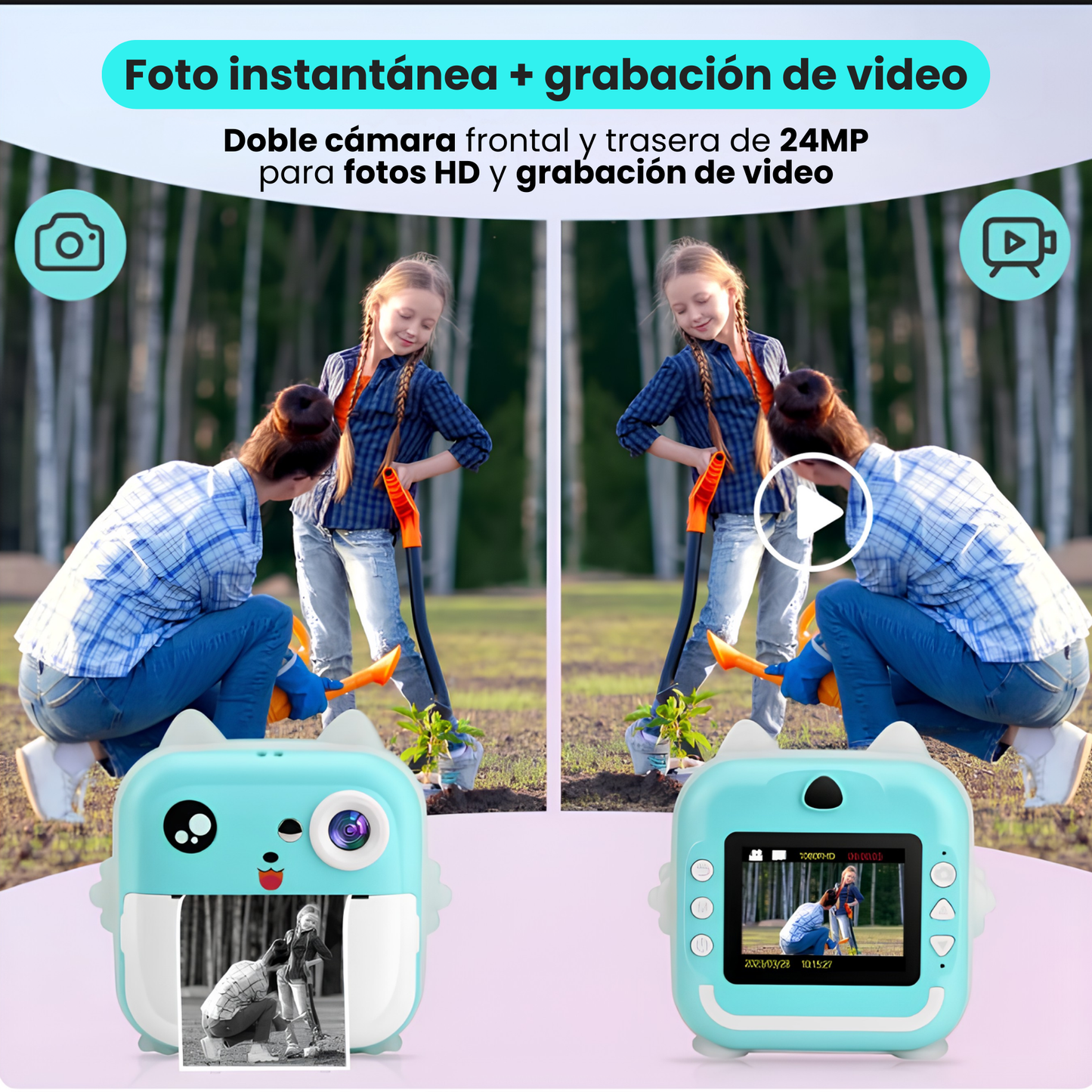 Cámara infantil de Impresión Instantánea Video 48 MP