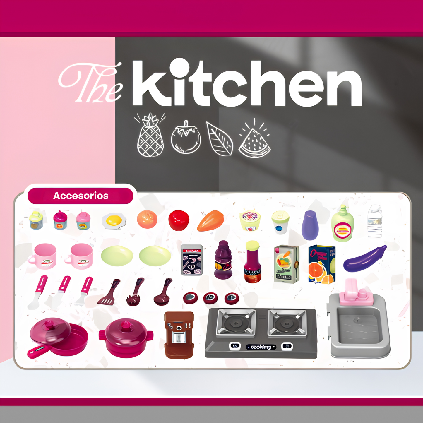 Cocina Interactiva Con Horno Y Vajilla Para Niños 53 Piezas