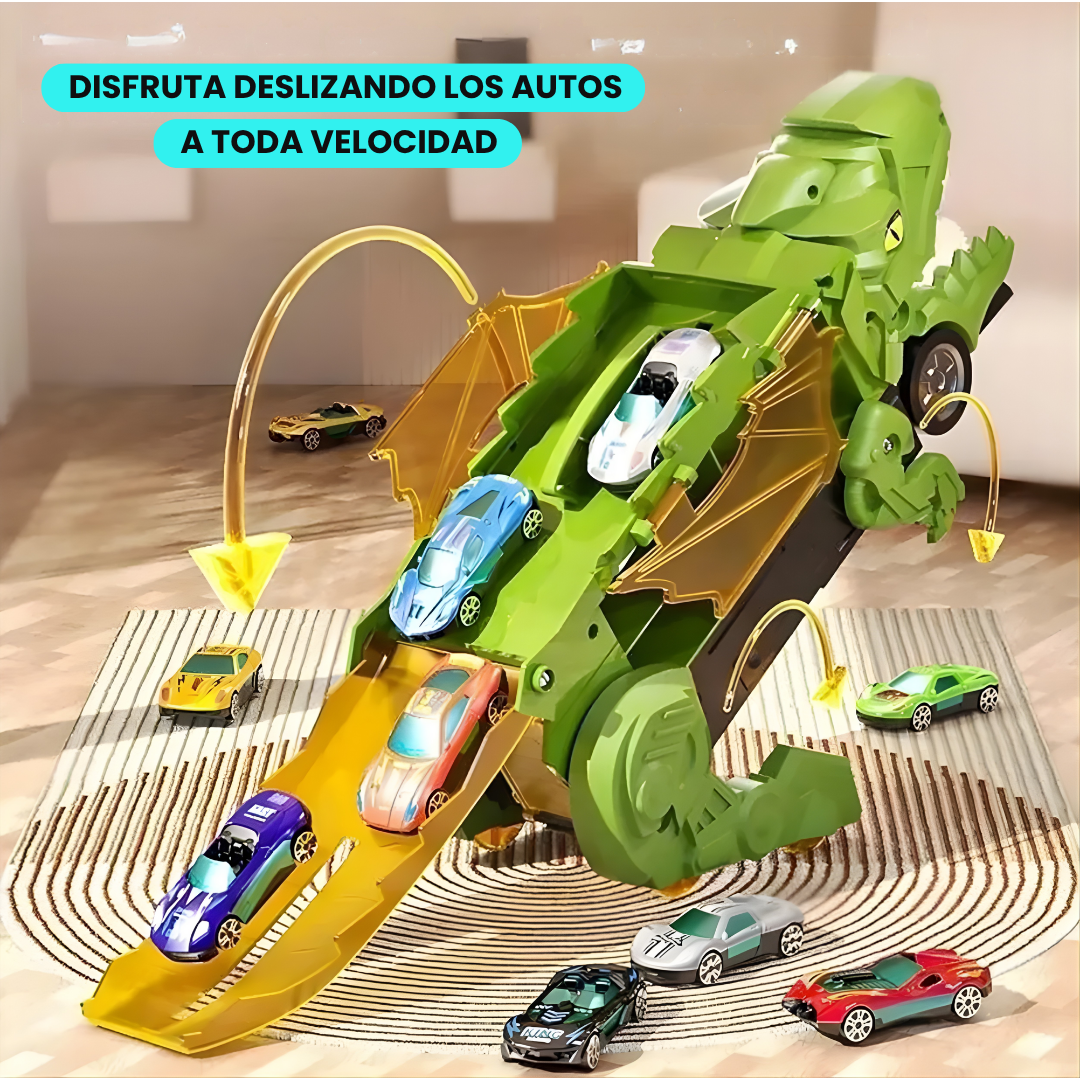 Camión Dinosaurio Porta Autitos con Rampa