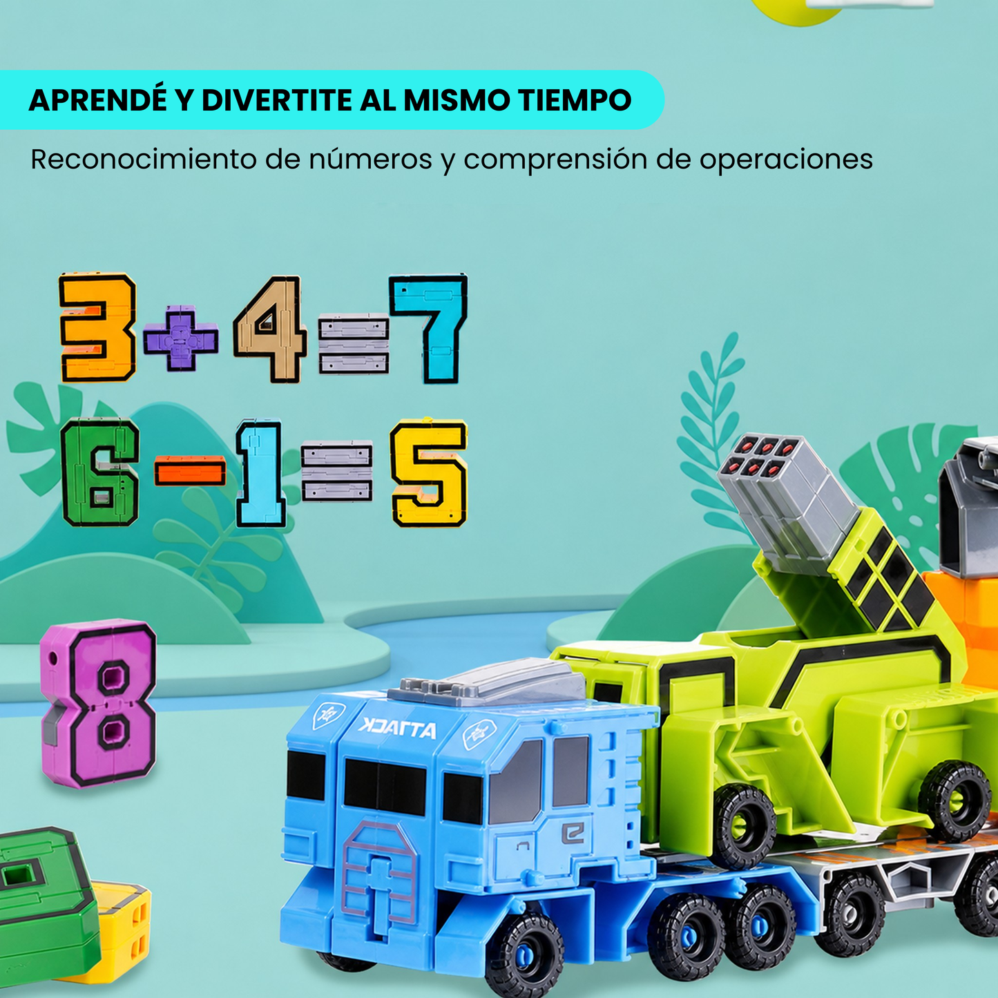 Juego de Números Transformables en Vehiculos y Robots