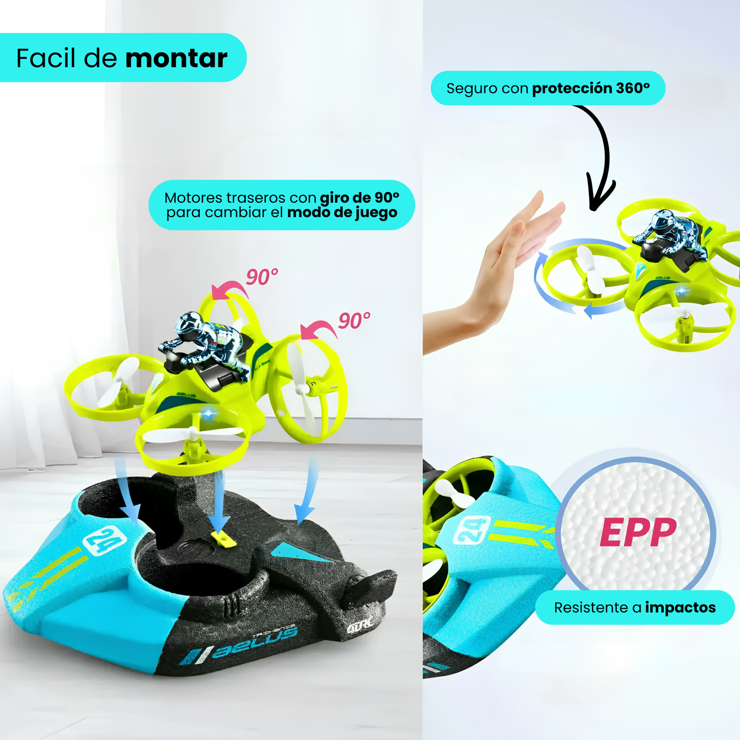 Dron Quadcopter 3 en 1 Agua, Aire y Tierra a Control Remoto