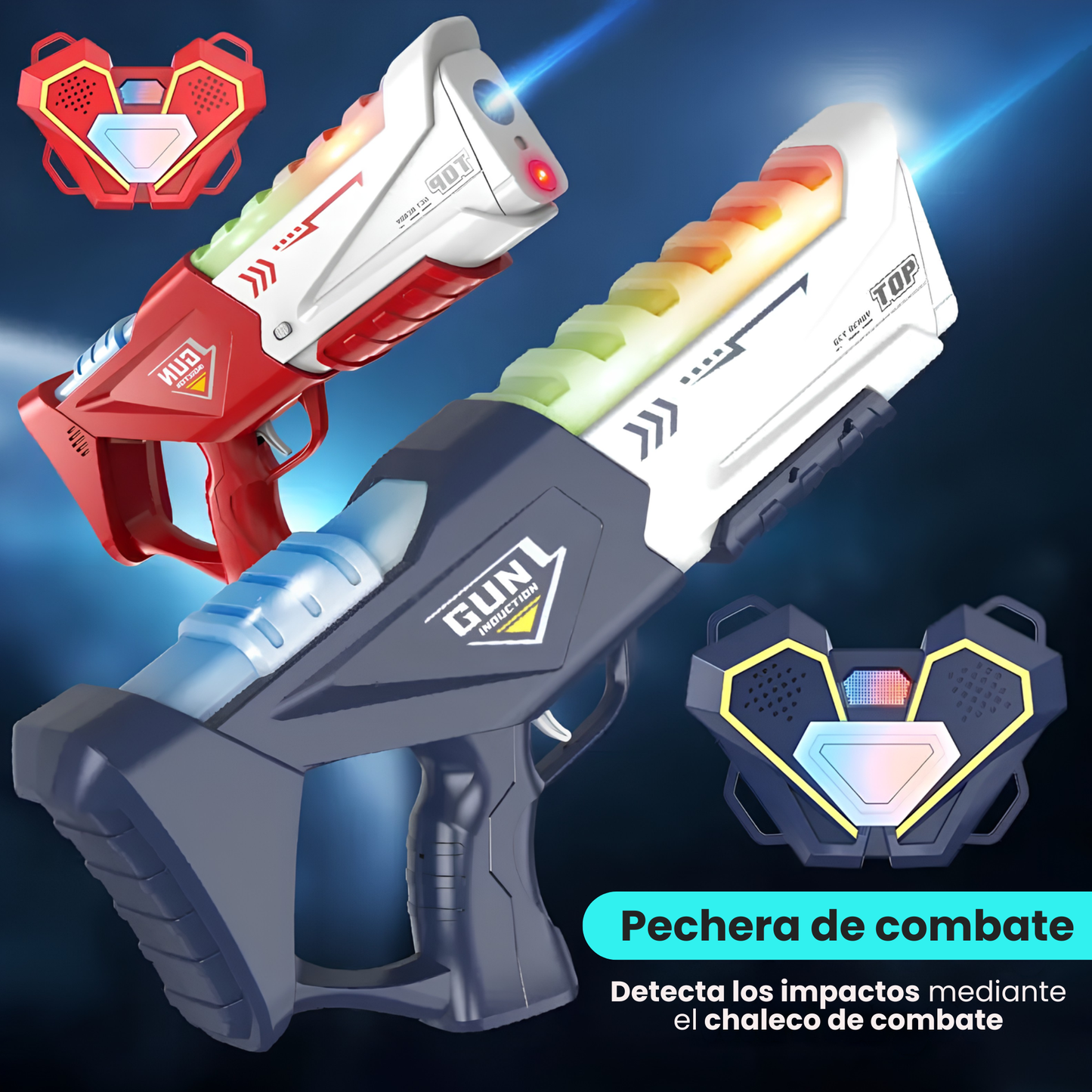 Juego Armas Laser Tira al Blanco con Chaleco Pechera y Sensores