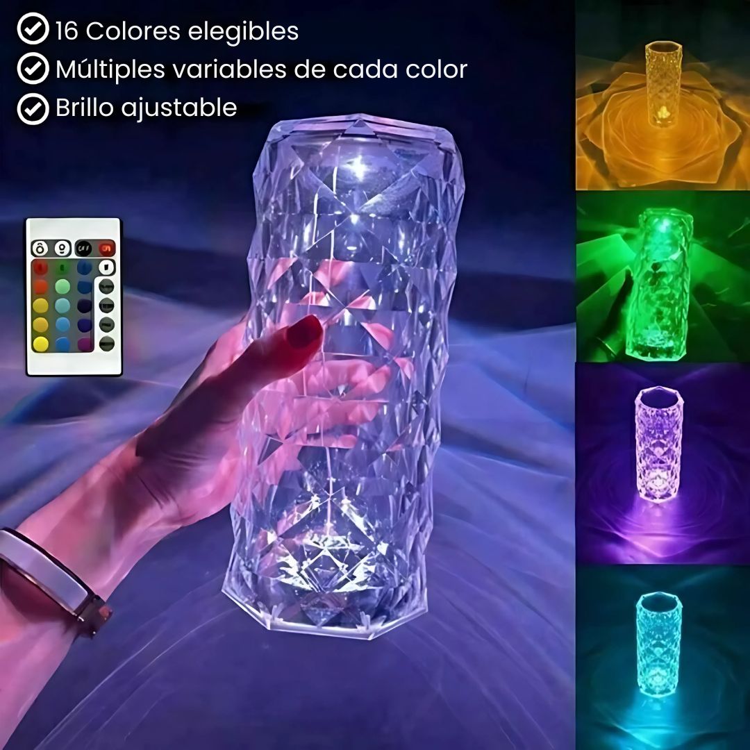Lampara Diamante Primsa Rgb Bateria Táctil Control Velador Color De La Estructura Acrilico