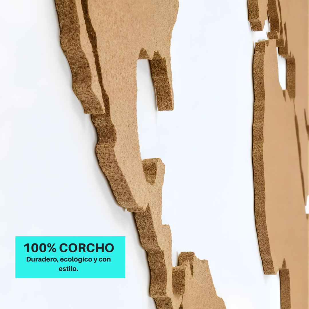Mapamundi Viajero De Corcho Decoración Destinos Con Pins