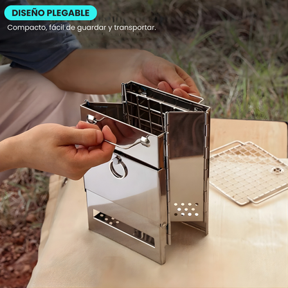 Estufa de Campamento Parrilla Plegable Acero Inoxidable