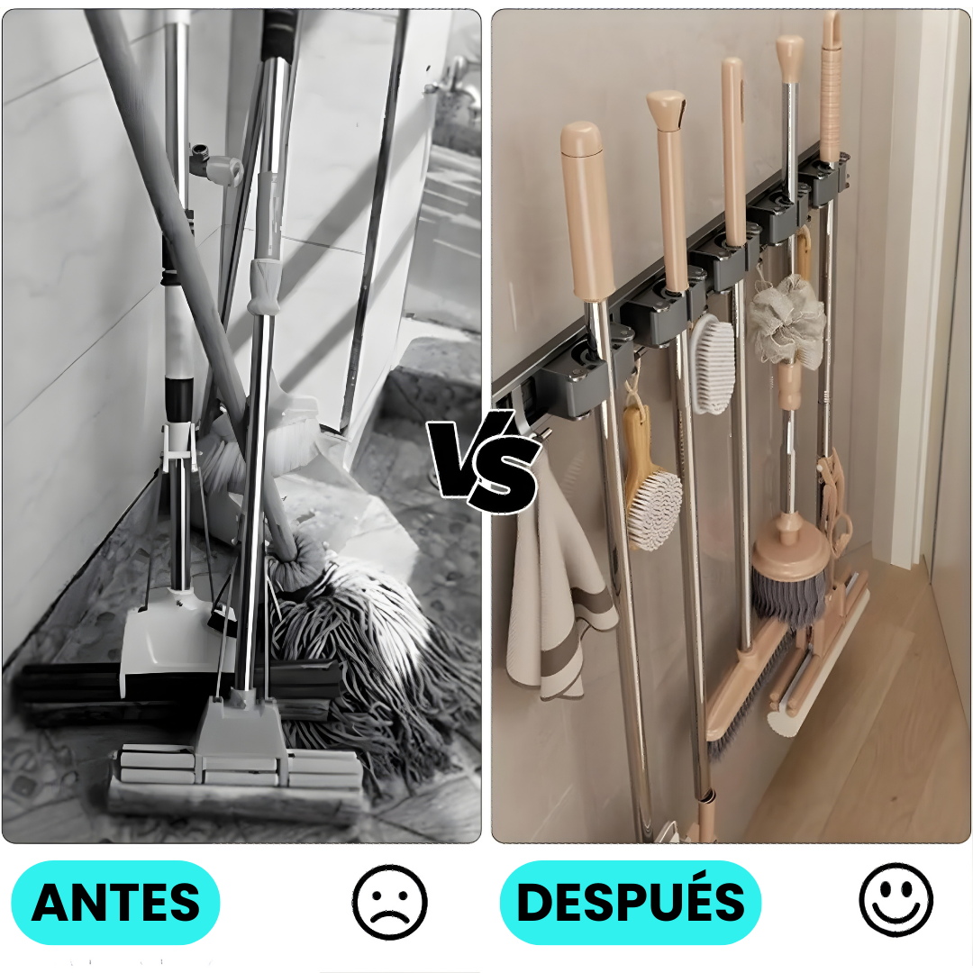 Porta Escobas con Ganchos 5 Espacios