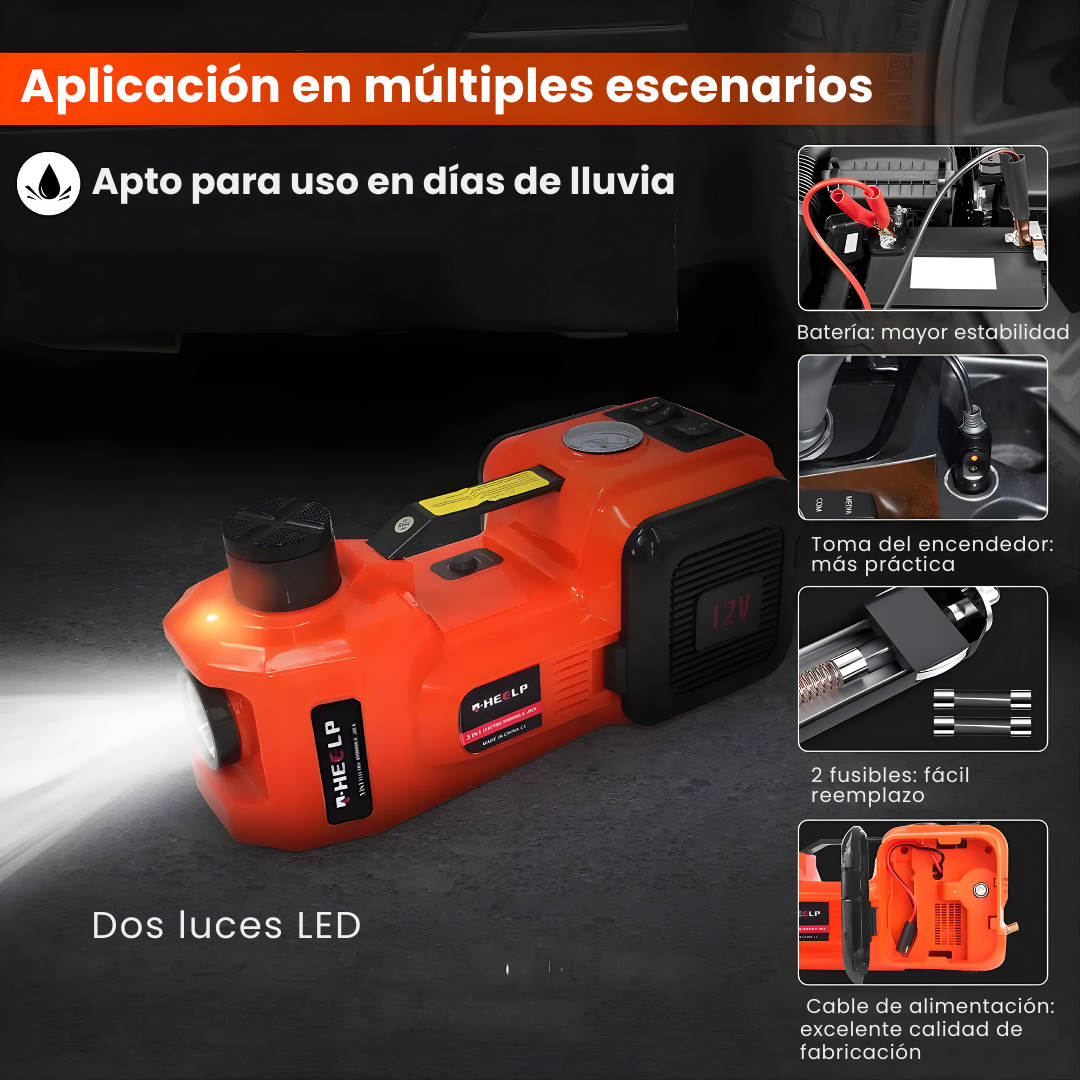 Gato Eléctrico 12v 5ton Con inflador Y Llave Para Auto Y Camioneta