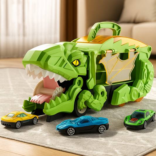 Camión Dinosaurio Porta Autitos con Rampa