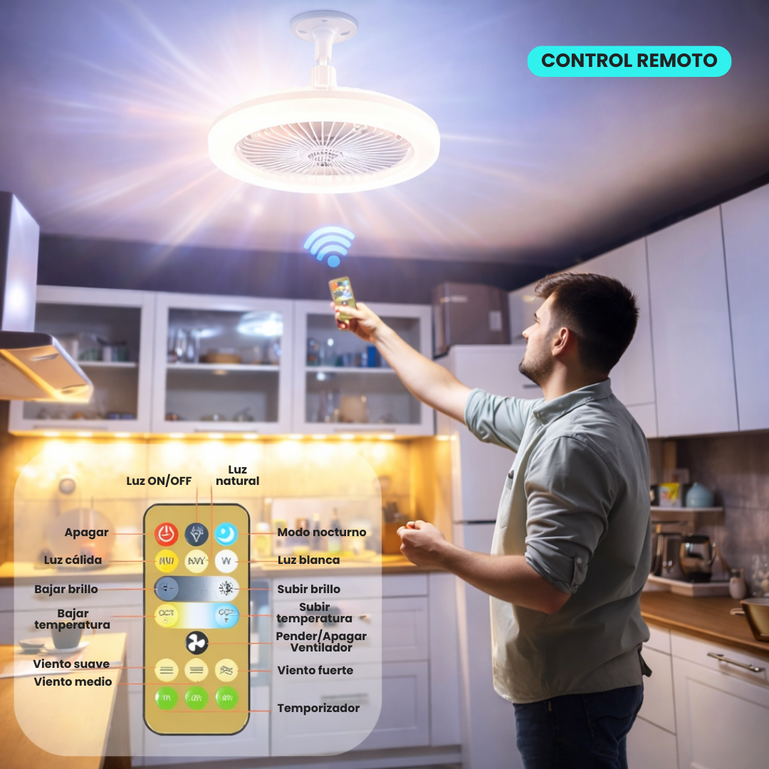 Lámpara Led de Techo con Ventilador Regulable