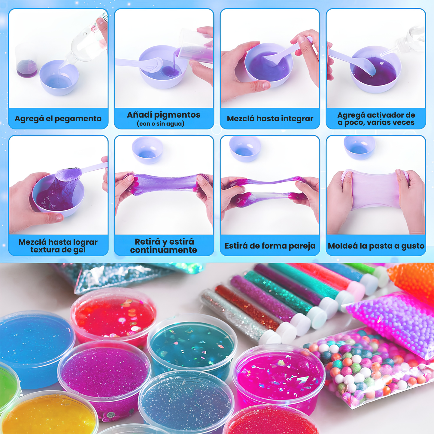 Kit de Fabricación de Slime 24 Colores Para Niños