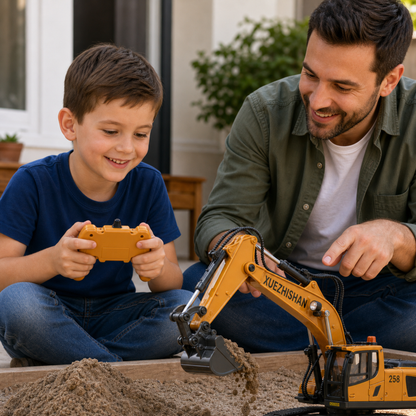 Excavadora Realista con Movimiento y Giro de Pala a Control Remoto